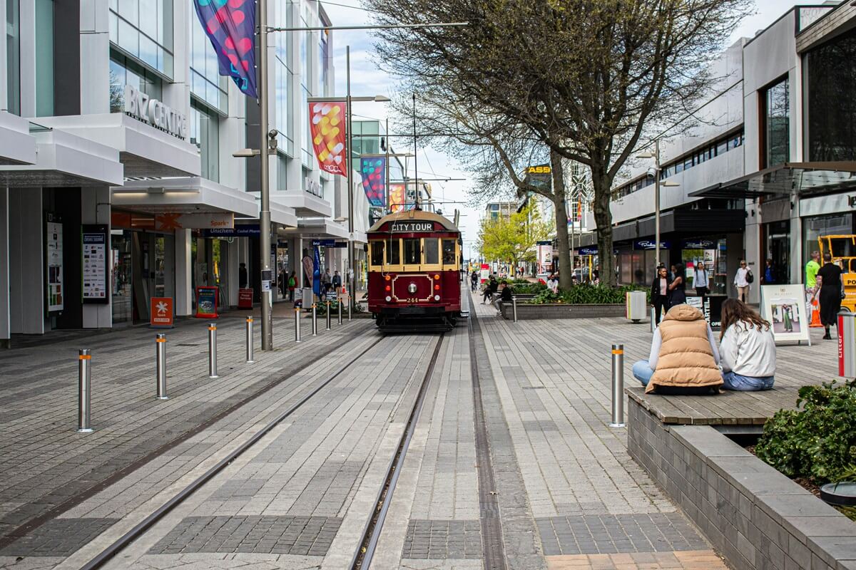 Vista di Christchurch su un tram